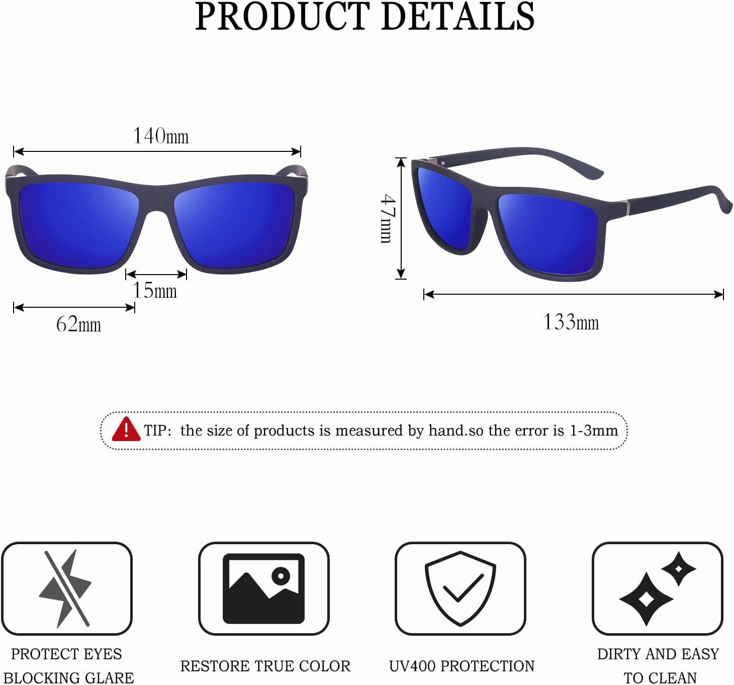 NIEEPA Men's Sports Polarized Sunglasses Square Frame Glasses NP1007
