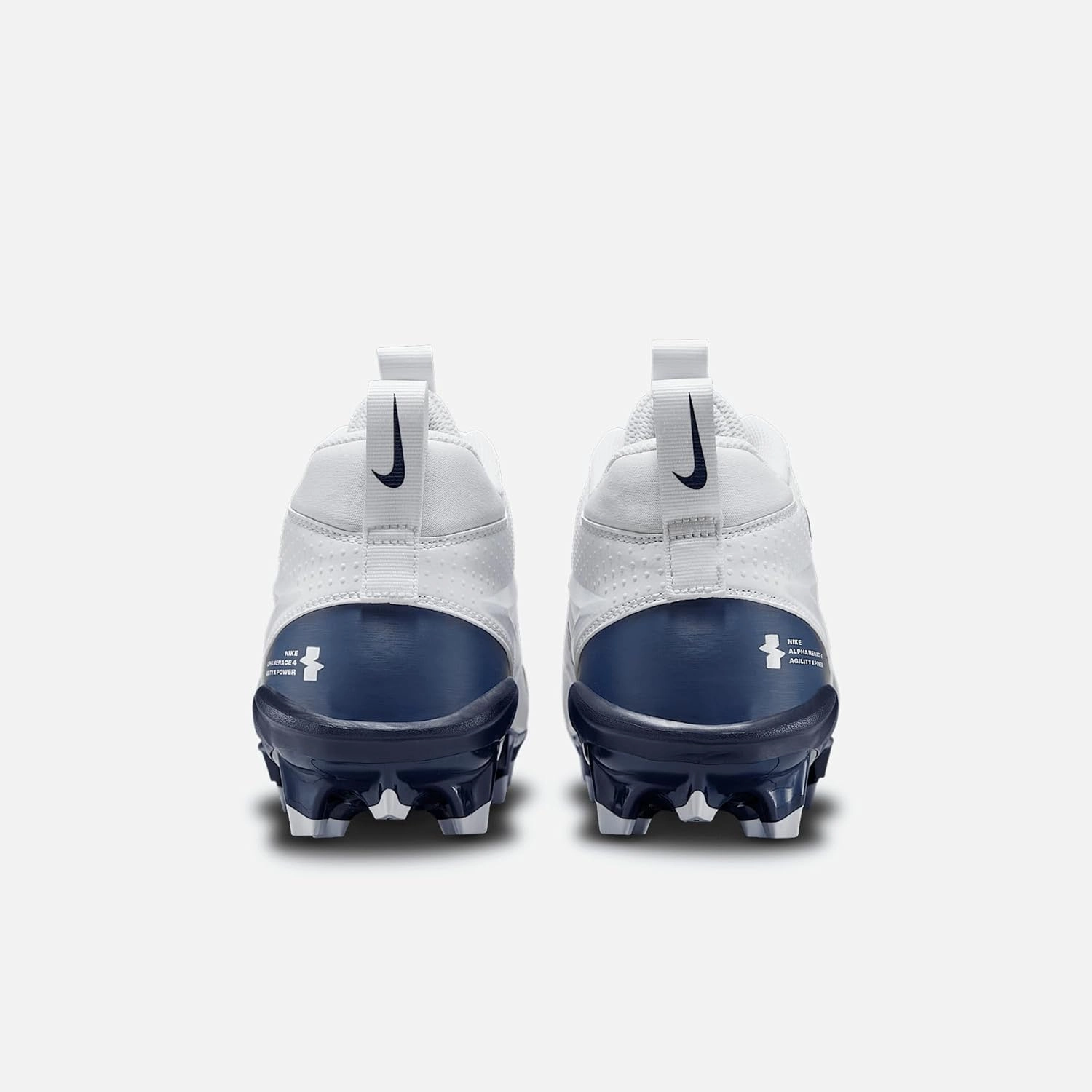 Nike Alpha Menace 4 Varsity Football Cleats (FN0027-104, White/Midnight Navy/Photon Dust/Midnight Navy)