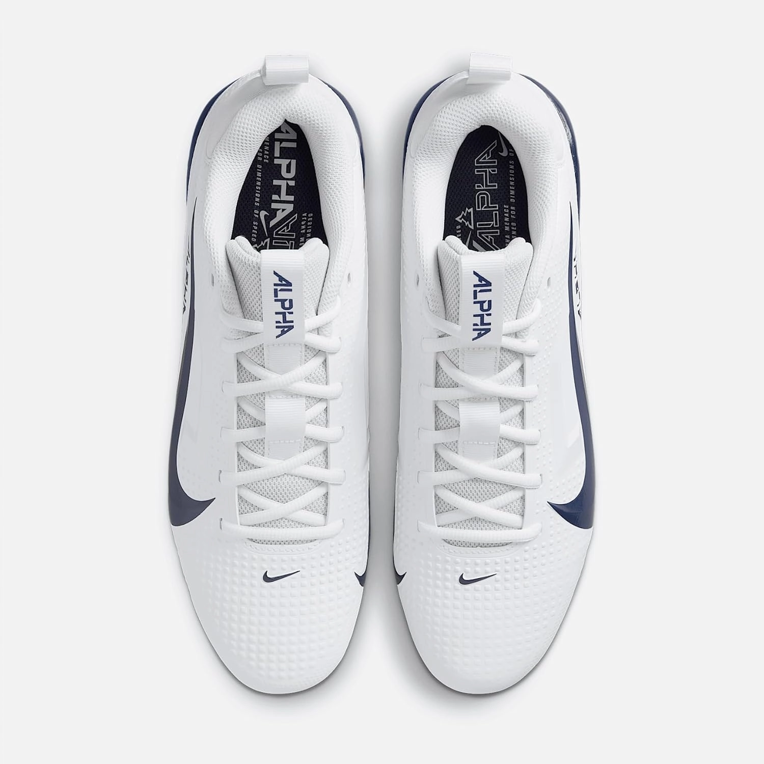Nike Alpha Menace 4 Varsity Football Cleats (FN0027-104, White/Midnight Navy/Photon Dust/Midnight Navy)