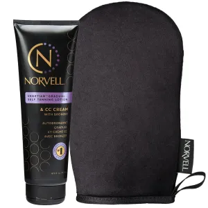 Norvell Tanning Bundle: Self Tan Extender Lotion, 8,5 fl. oz.   Streak Free Tan Applicator Mitt - Premium After Tanning Lotion Moisturizer and Washable Mitt for Flawless Results
