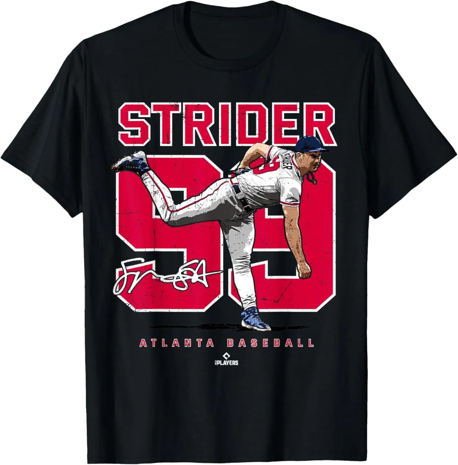 Number and Portrait Spencer Strider Atlanta MLBPA T-Shirt