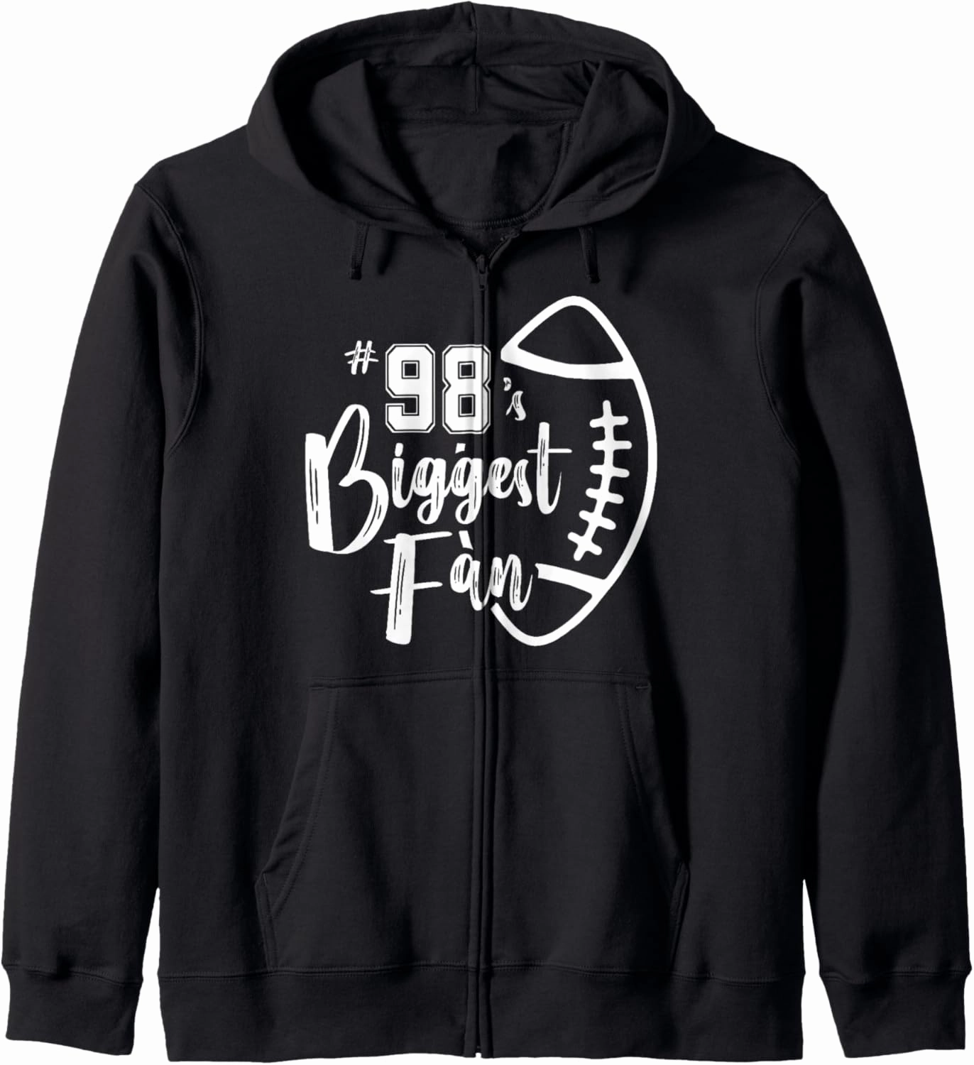 Number 98's Biggest Fan Shirt Football Player Mom Dad Family Zip Hoodie