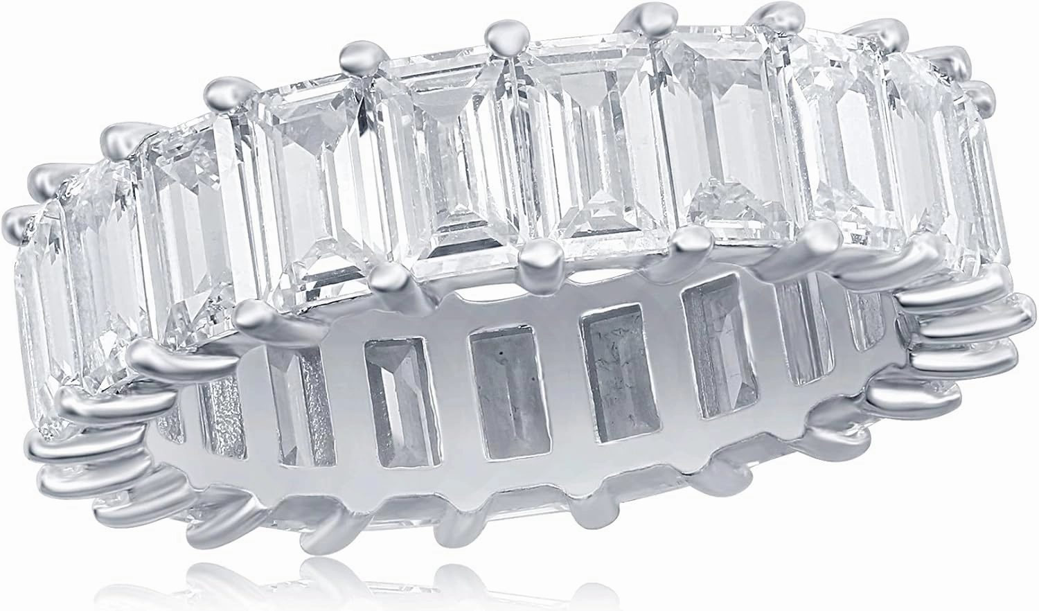 NYC Sterling Sterling Silver Emerald Cut Eternity Band Ring - Cubic Zirconia