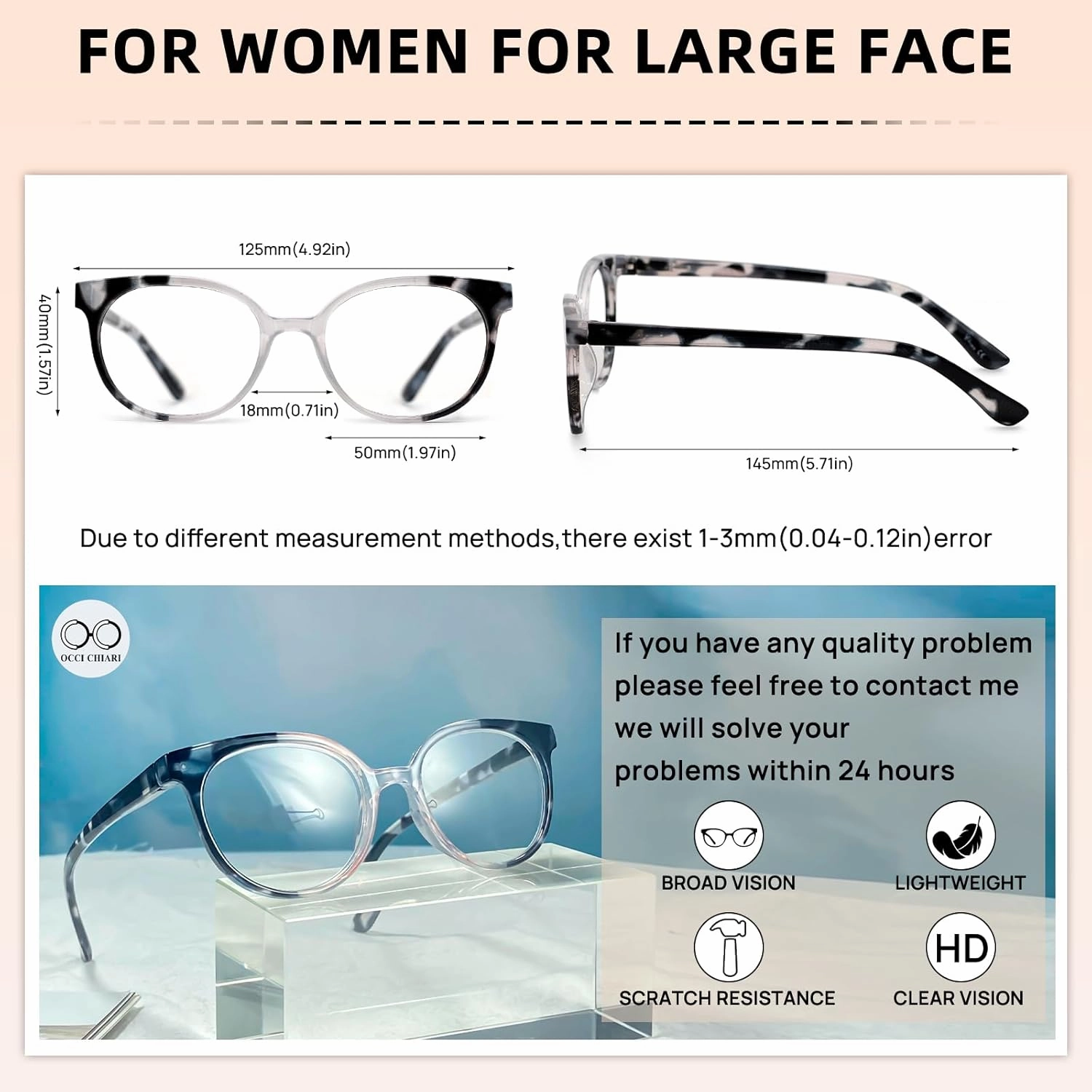 OCCI CHIARI Reading Glasses for Petite Women Comfort Stylish Readers