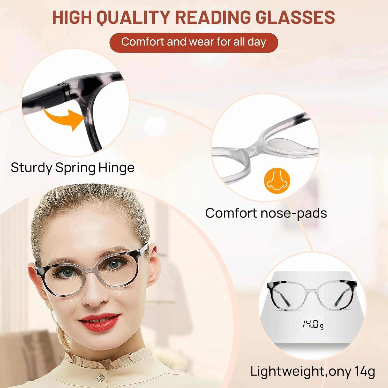 OCCI CHIARI Reading Glasses for Petite Women Comfort Stylish Readers