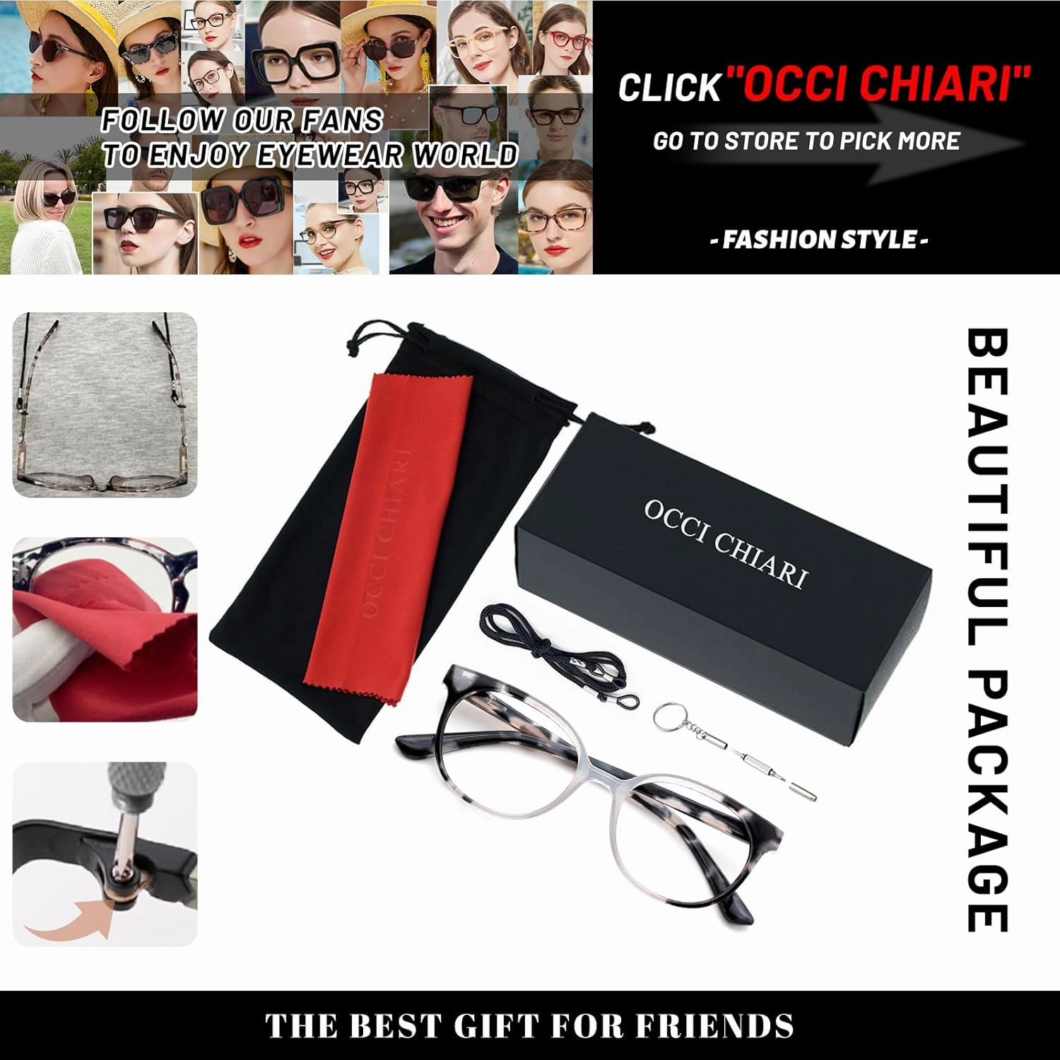 OCCI CHIARI Reading Glasses for Petite Women Comfort Stylish Readers