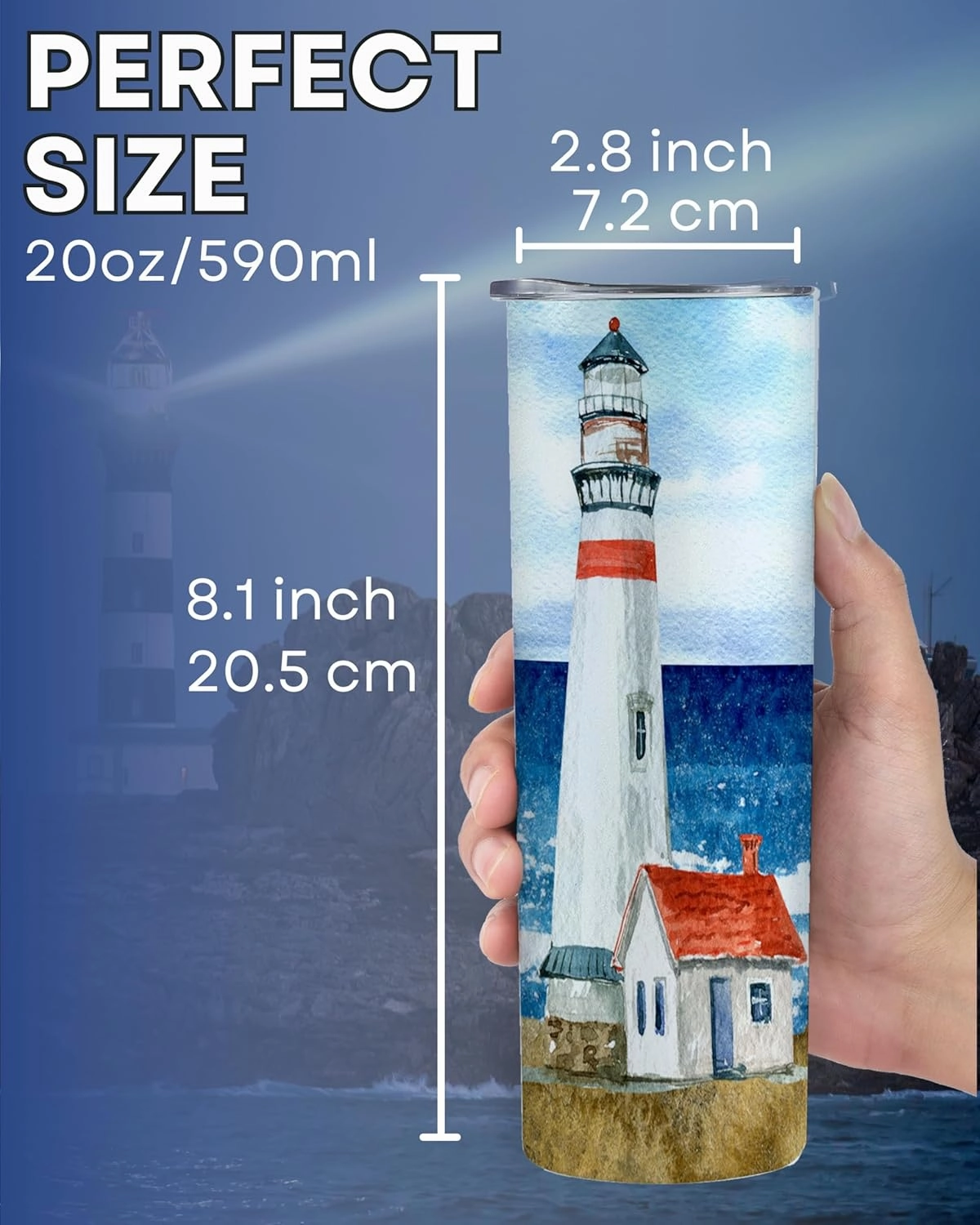 Onebttl Lighthouse Gifts for Lovers on National Lighthouse Day, Birthday and Christmas - 20 oz Insulated Stainless Steel Tumbler Ship