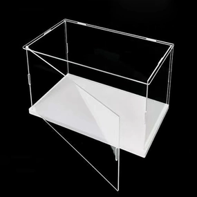 Openable Clear Acrylic Display Case-Assemble Countertop Box with White Base,Dustproof Protection Showcase for Action Figures Toys Collectibles (50x20x25cm/20X8X10inch)