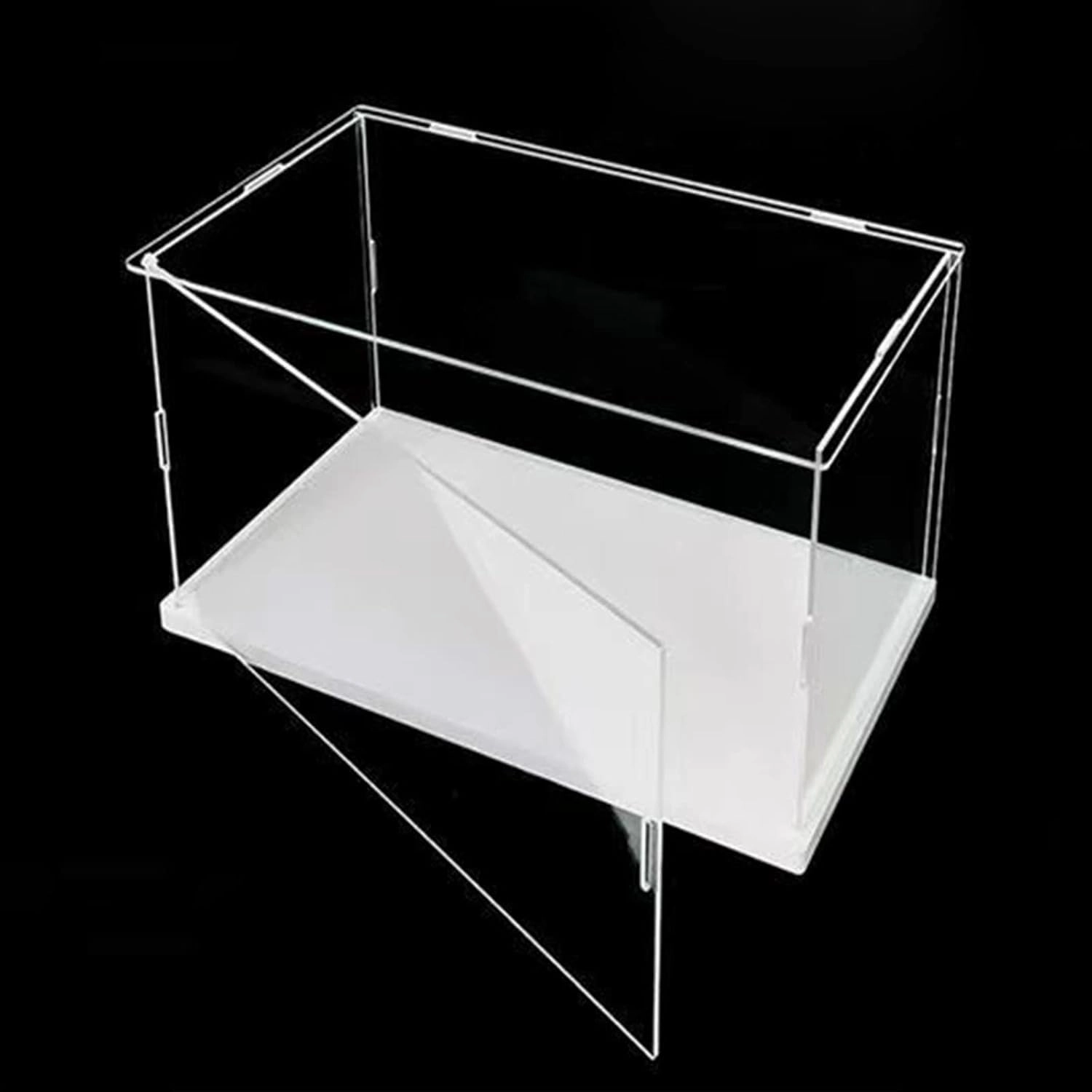 Openable Clear Acrylic Display Case-Assemble Countertop Box with White Base,Dustproof Protection Showcase for Action Figures Toys Collectibles (50x20x25cm/20X8X10inch)