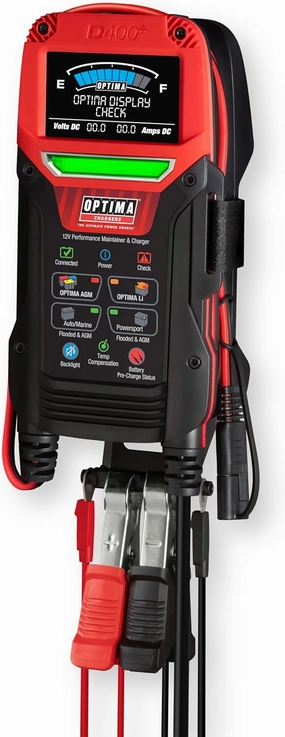 OPTIMA Batteries Digital 400  12 Volt Battery Maintainer and Charger for AGM, Lithium, Automotive, Marine and Powersport Batteries