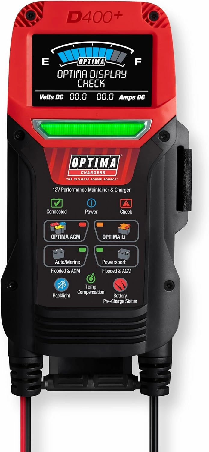 OPTIMA Batteries Digital 400  12 Volt Battery Maintainer and Charger for AGM, Lithium, Automotive, Marine and Powersport Batteries