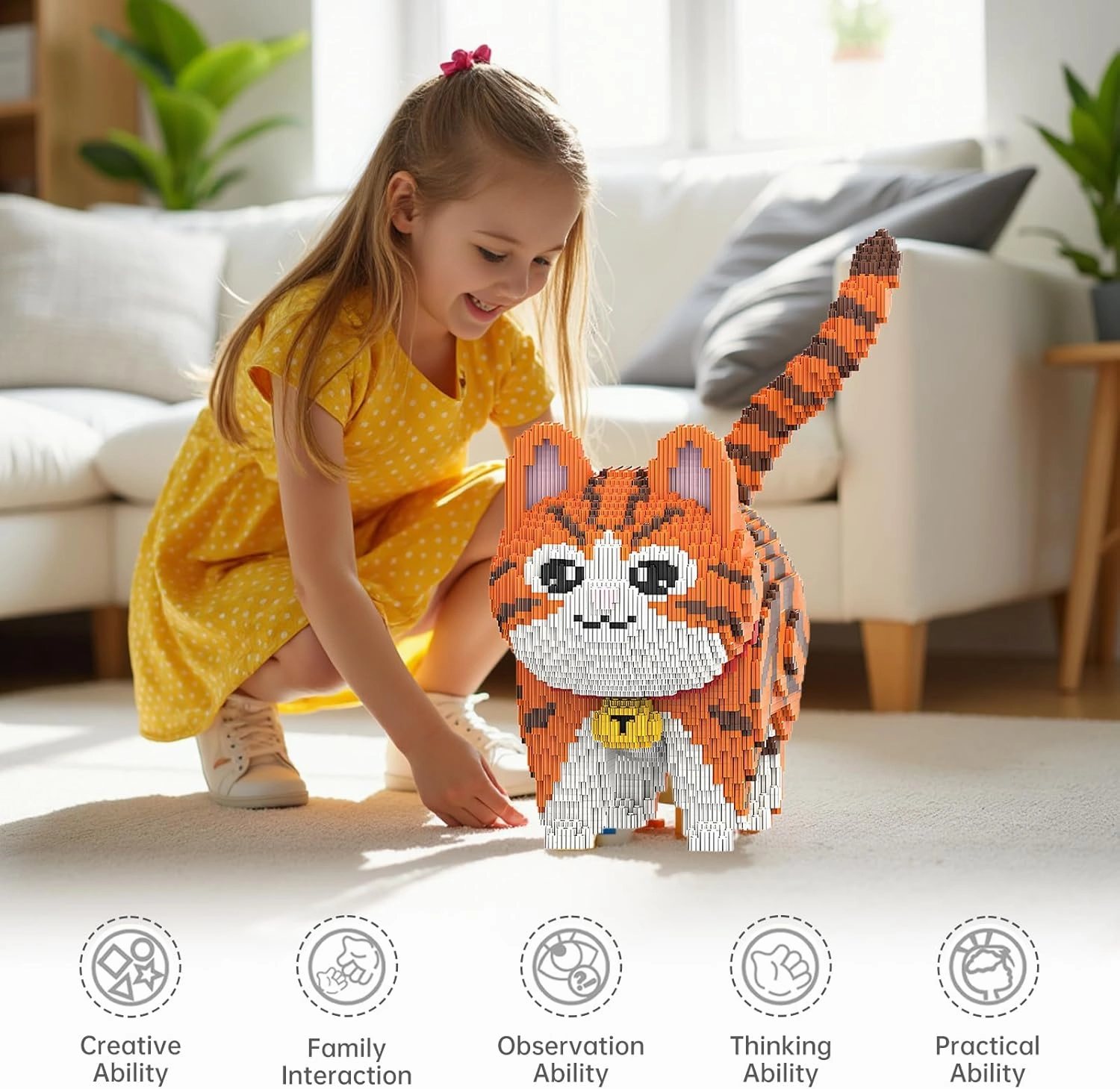 Orange Cat Micro Building Blocks Set Laegr Animal Model Kits Toys Gift for Adult and Kids 6665 Pieces