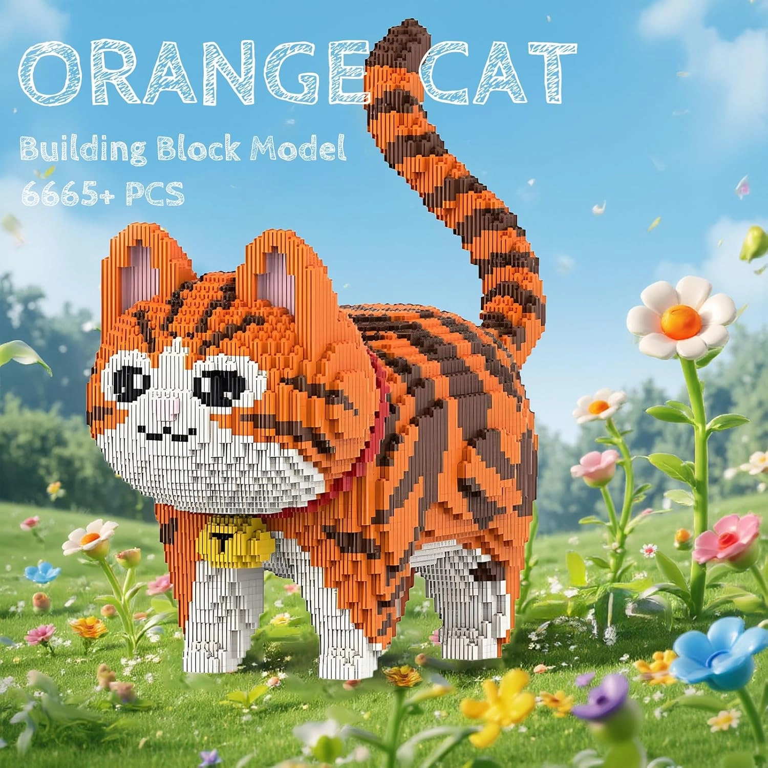 Orange Cat Micro Building Blocks Set Laegr Animal Model Kits Toys Gift for Adult and Kids 6665 Pieces