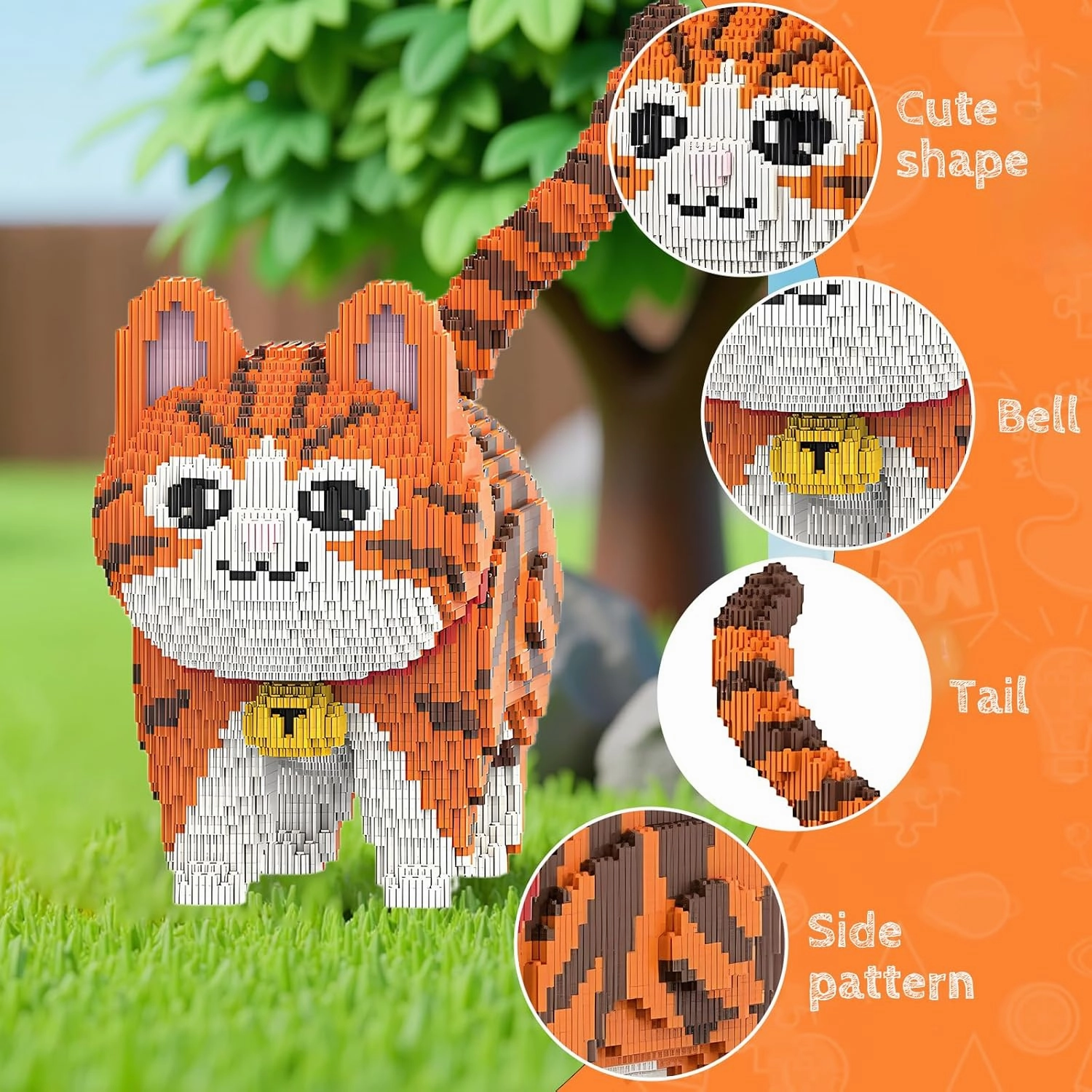 Orange Cat Micro Building Blocks Set Laegr Animal Model Kits Toys Gift for Adult and Kids 6665 Pieces