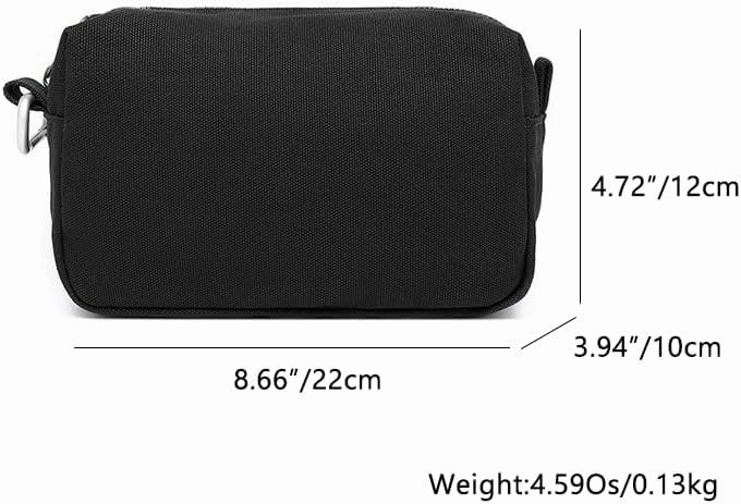 Organizer Bag -Lightweight Cosmetic Bag with Ring Clasp, Perfect Travel Makeup Bag for Women,nylon Stand Up Design (Black/Canvas)