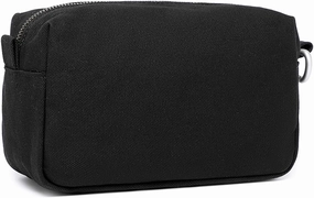 Organizer Bag -Lightweight Cosmetic Bag with Ring Clasp, Perfect Travel Makeup Bag for Women,nylon Stand Up Design (Black/Canvas)