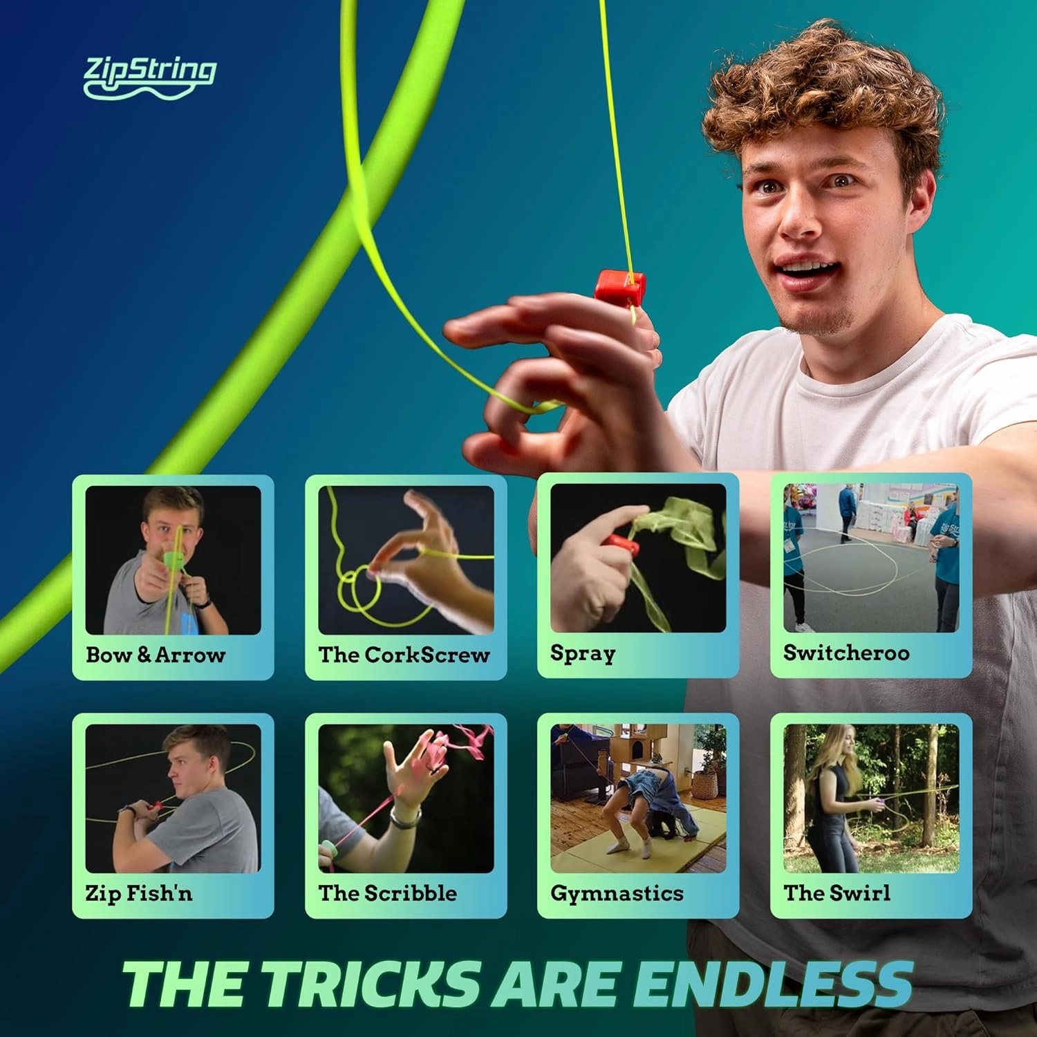 Original - As Seen on Shark Tank - Classic Rope Launcher Toy, Perfect for Kids & Adults - Fly a String Loop in The Air for Endless Tricks & Fun, Wonderment Awaits, Aesthetic Aqua