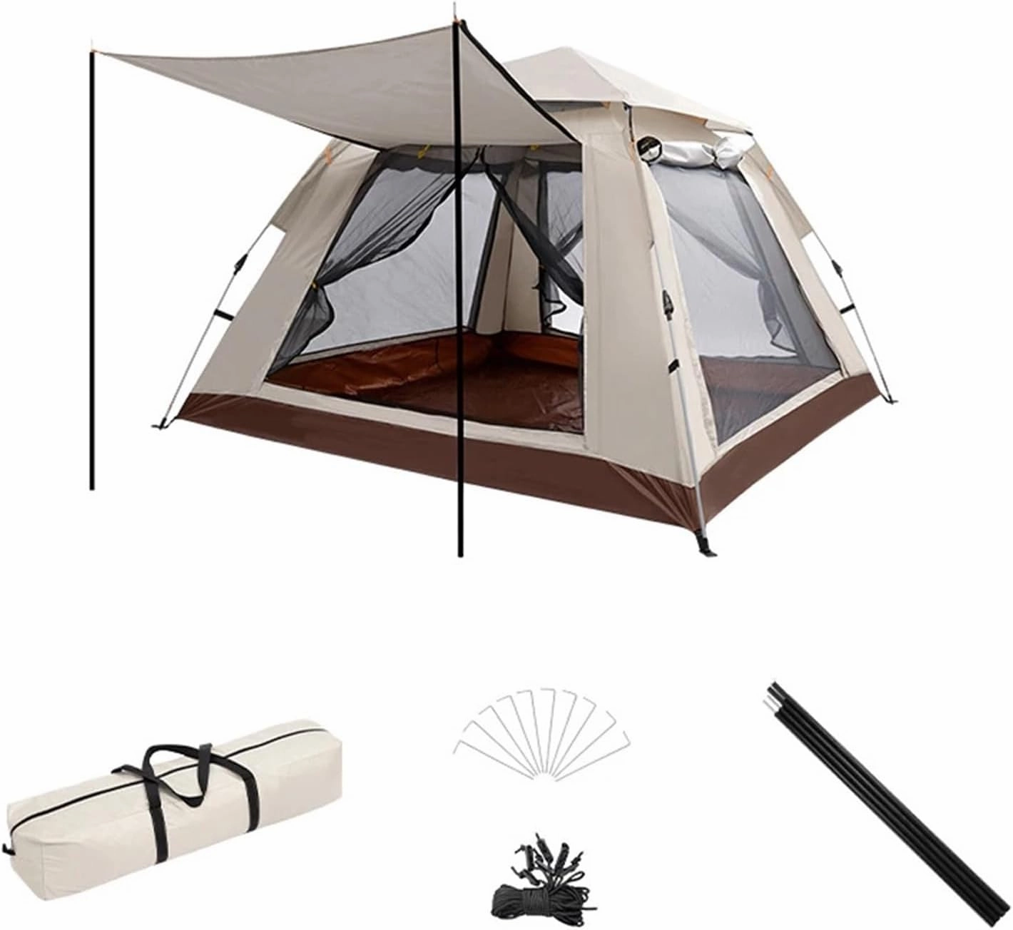 Outdoor Travel Camping Tent Automatic Quick-Opening Tent Portable Rainproof Sunshine-Proof Tent Hiking Fishing Sunshine Shelter (S 3 4 Person One Size)
