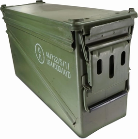 PA120 40mm Ammo Can Holder Box (Matte Olive Drab) Grade 1 - Waterproof Metal Ammo Storage Box w/ Front Metal Latch, Swing-Out Handle