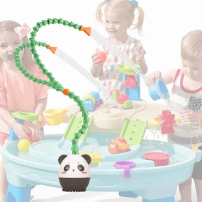 Panda Outdoor Water Table Play Pump - Dual Hose Design-Toddler Outdoor Toys, Safety First Kids Toddler Water Table Pump for Water Play Table Outside Fun -with Panda Children's Picture Book