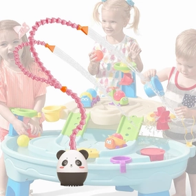 Panda Outdoor Water Table Play Pump -Dual Hose Design -Toddler Outdoor Toys, Safety First Kids Toddler Water Table Pump for Water Play Table Outside Fun & Creativity-with Panda Story Picture Book