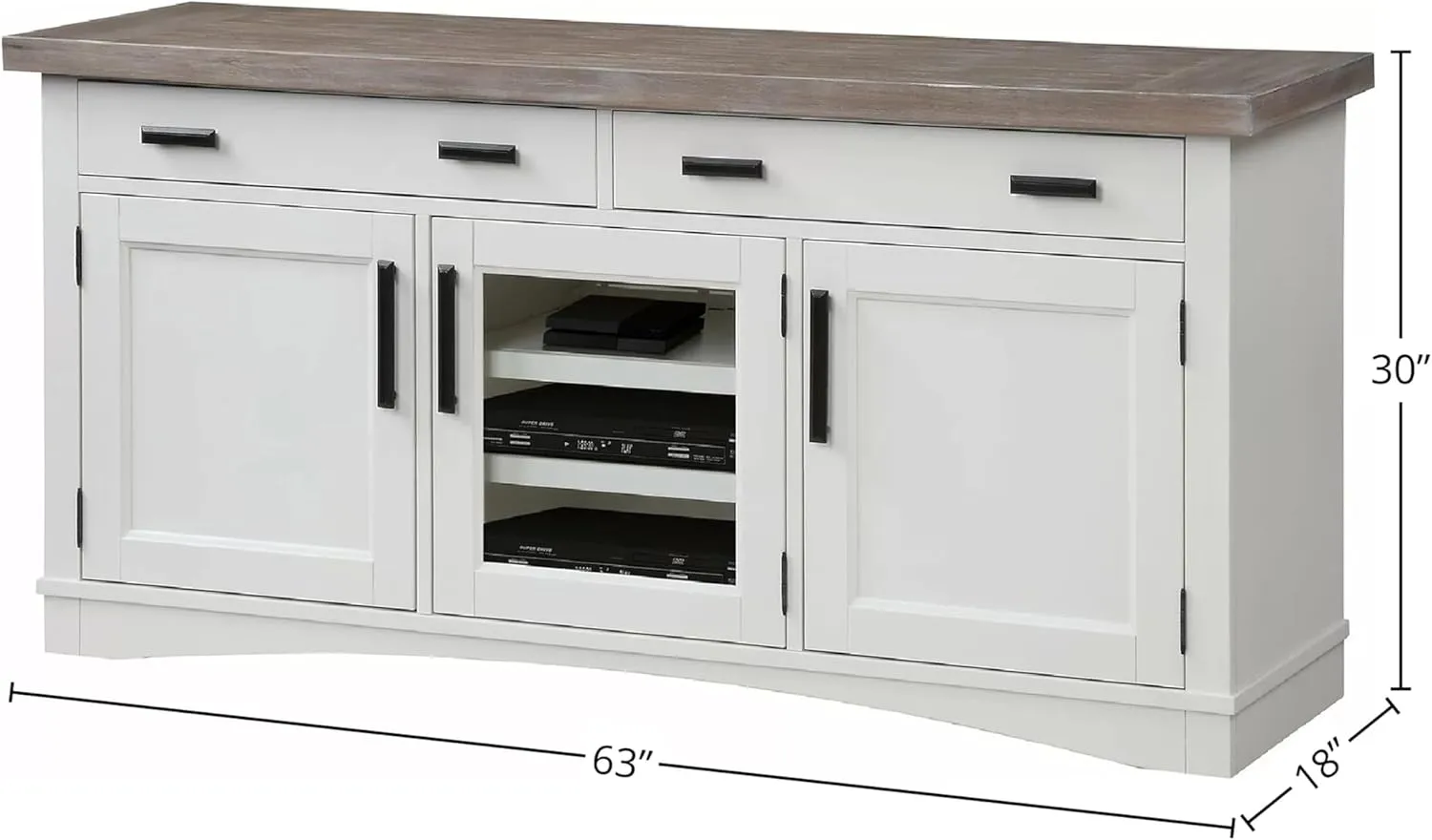 Parker House Americana Modern 63" Traditional Wood TV Console in White