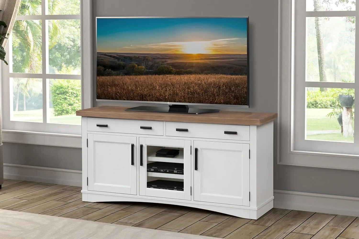 Parker House Americana Modern 63" Traditional Wood TV Console in White
