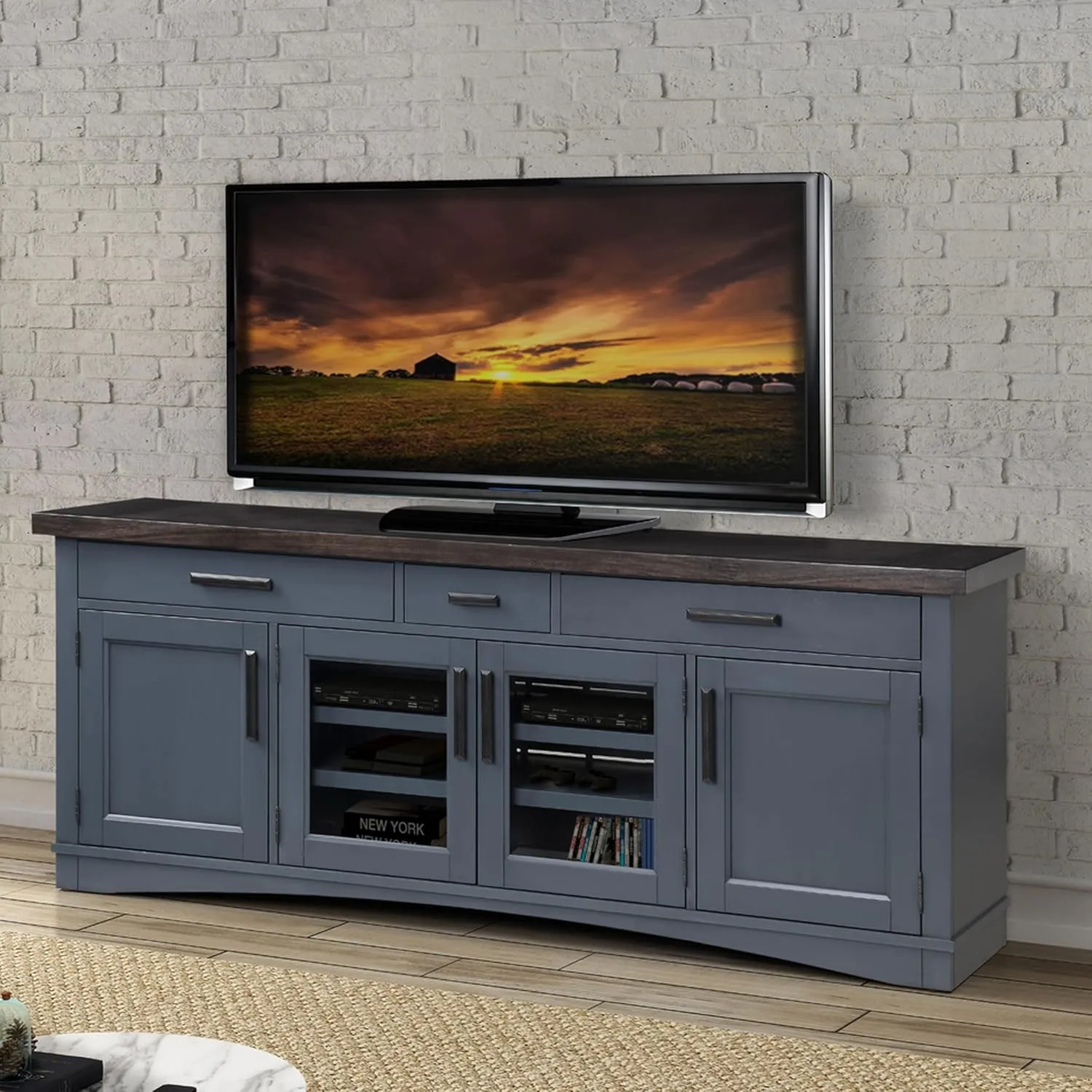 Parker House Americana Modern 76" Traditional Wood TV Console in Denim