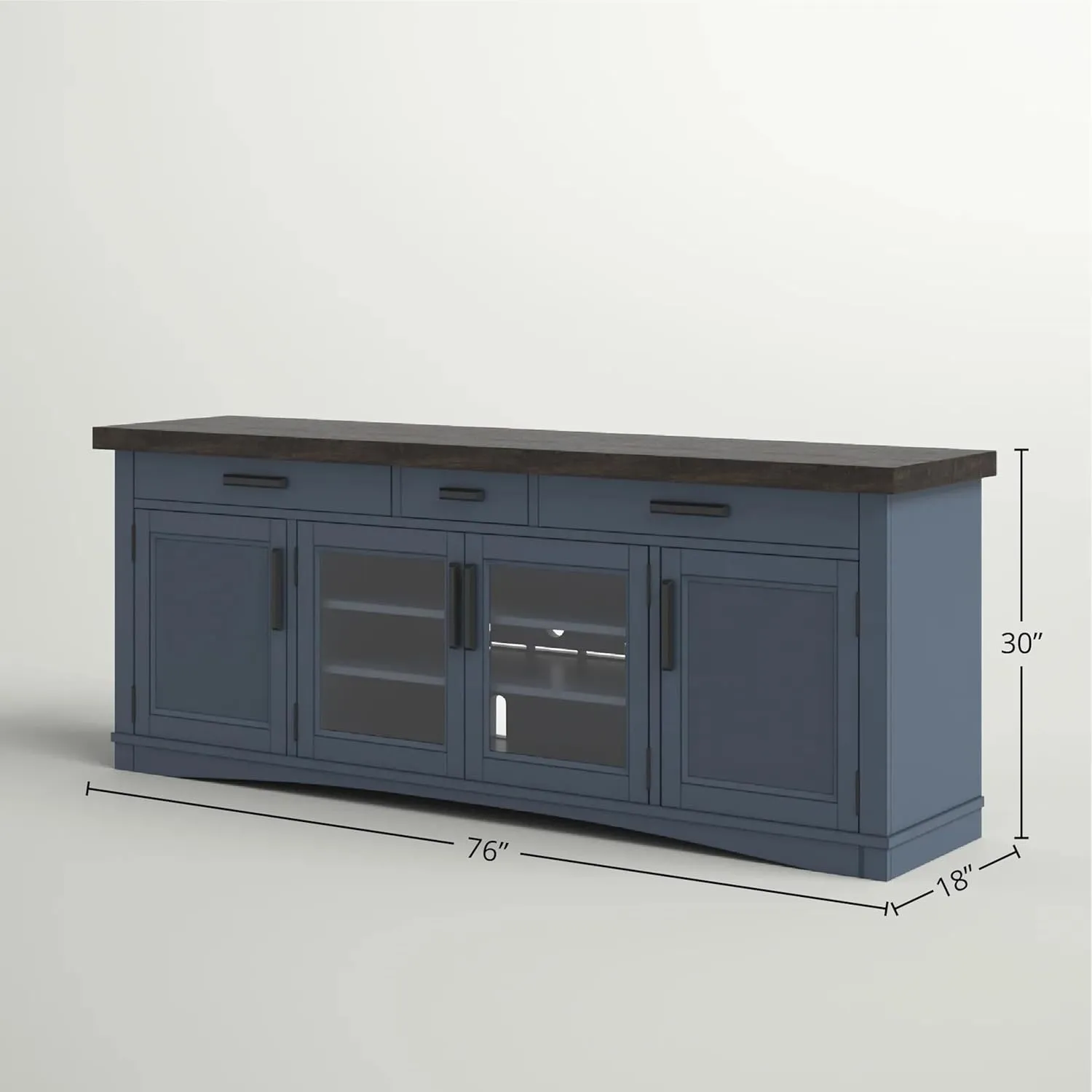 Parker House Americana Modern 76" Traditional Wood TV Console in Denim