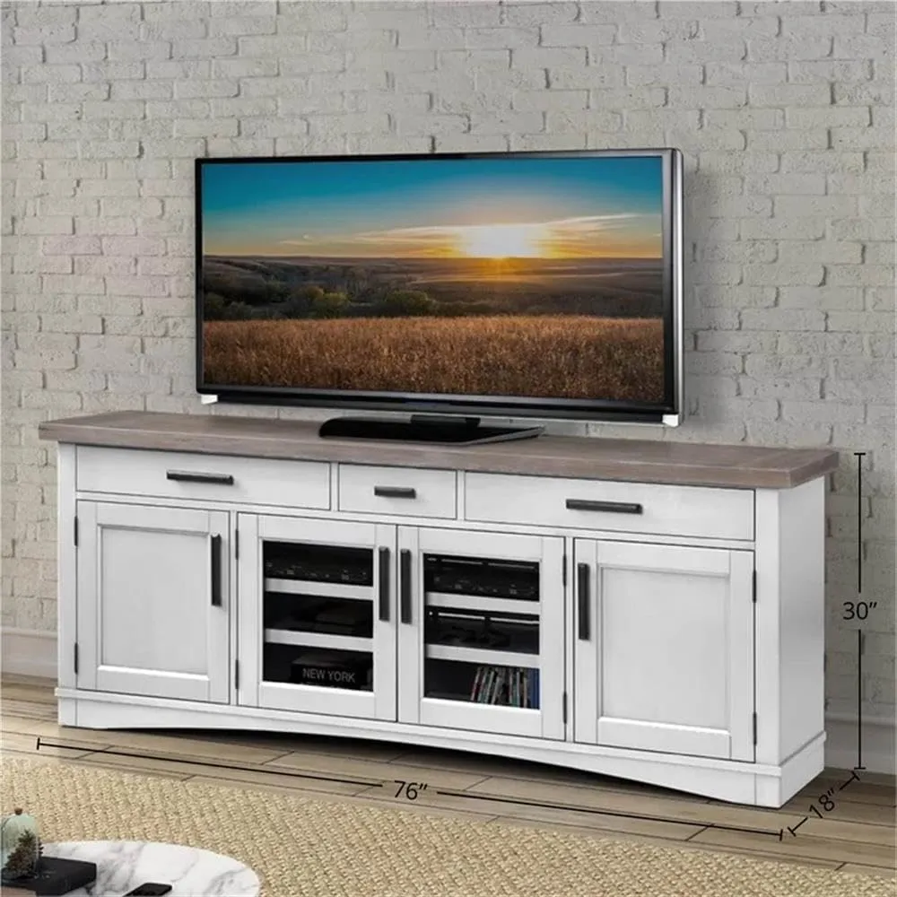 Parker House Americana Modern 76" Traditional Wood TV Console in White
