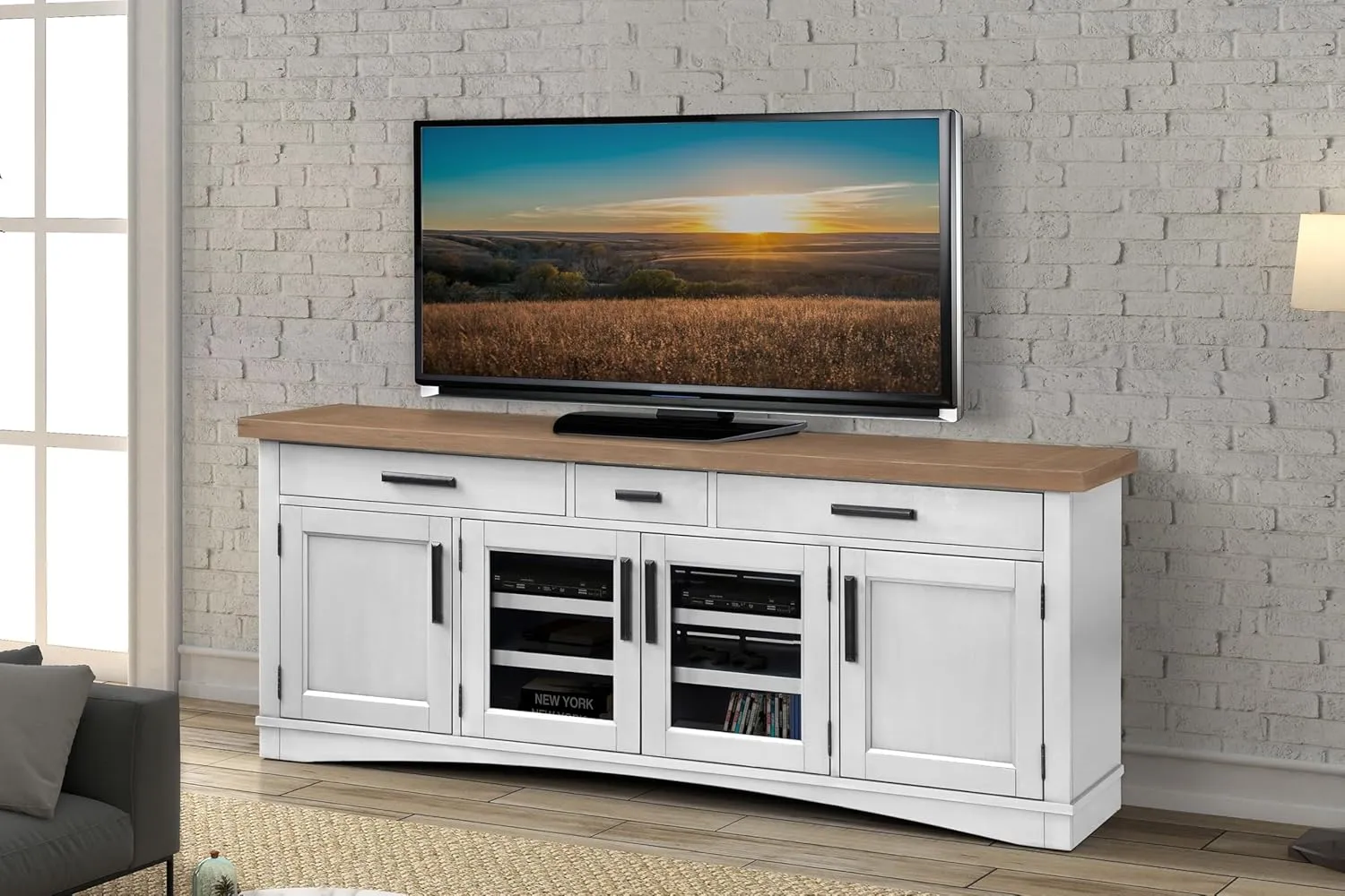 Parker House Americana Modern 76" Traditional Wood TV Console in White