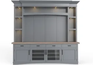 Parker House Americana Modern Wood TV Console with Hutch Back Panel in Gray