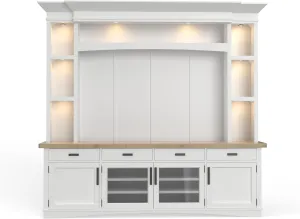 Parker House Americana Modern Wood TV Console with Hutch Back Panel in White