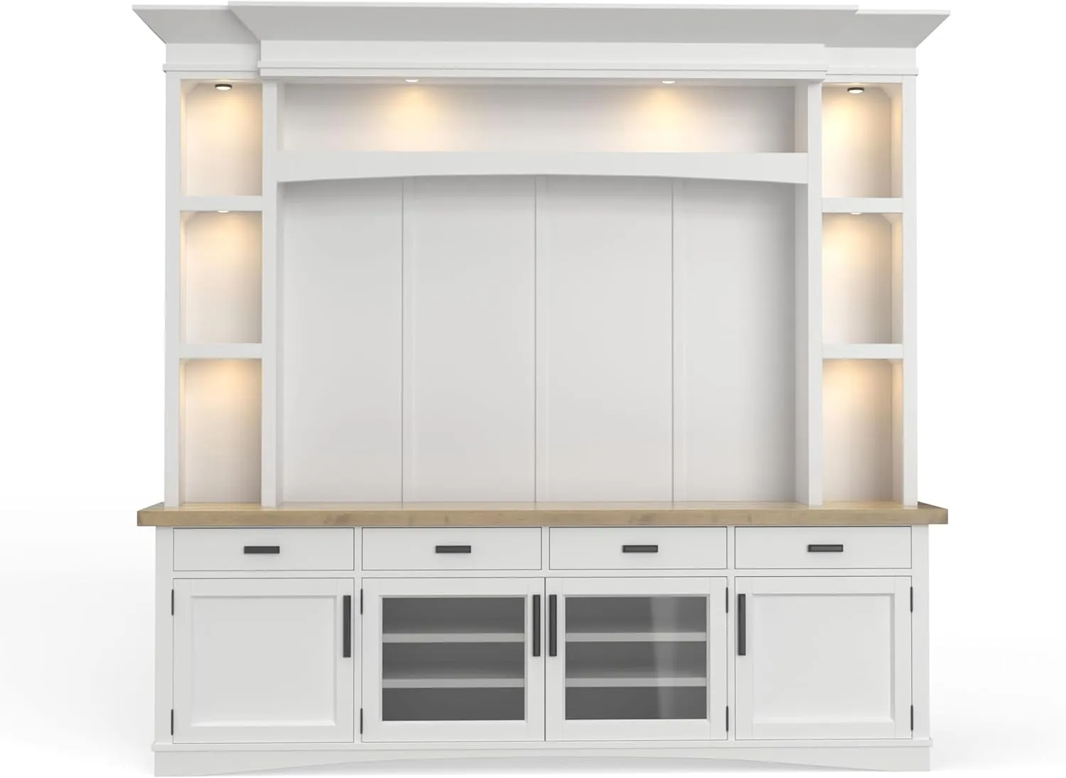 Parker House Americana Modern Wood TV Console with Hutch Back Panel in White