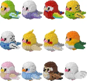 Parrots Micro Mini Building Block Sets Birthday Gift for Kids, Animals Buildling Model Kits, Mini Bricks Birds Series Toys for Kids（12 Boxes）
