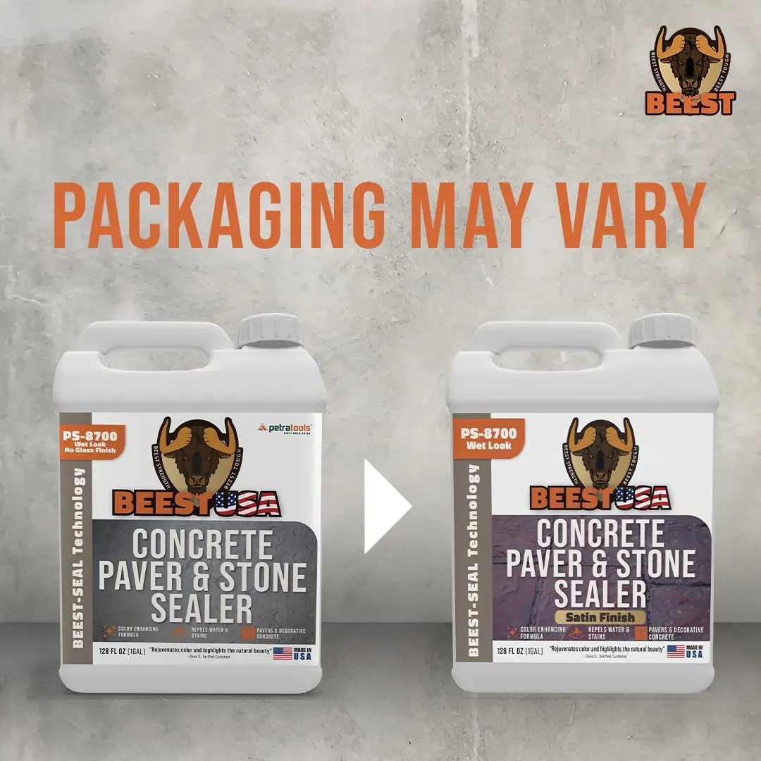 Paver Sealer - 8700 Wet Look (Satin Finish) - 1 Gallon Covers up to 175-250 sq ft (2 Coats)| Concrete Sealer Outdoor - Color Enhancing Acrylic Sealant for Stones, Patios, Pavers, Bricks & Driveways