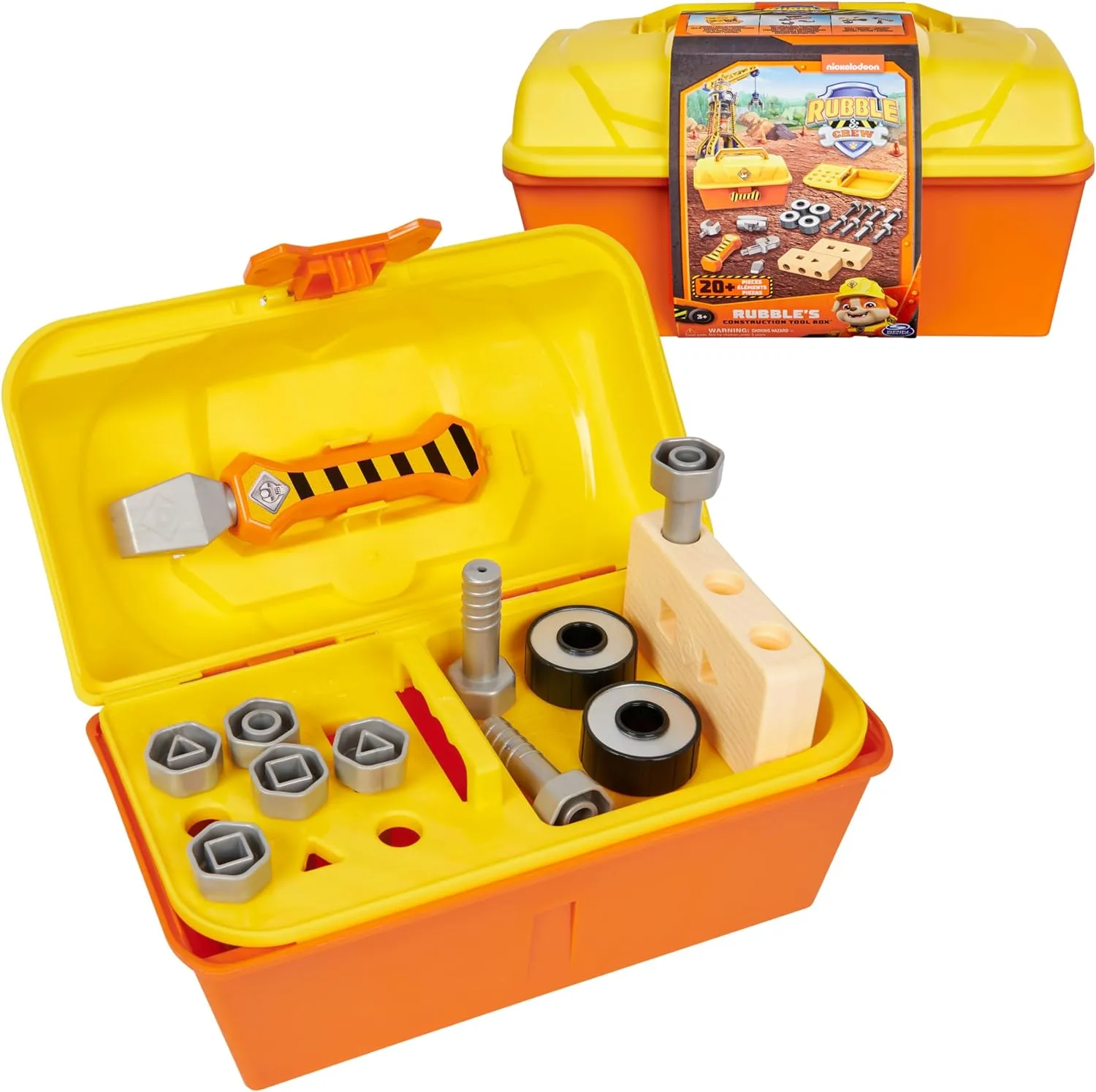 PAW Patrol - Rubble & Crew, Construction Toolbox, with 4 Piece Kids Tool Set and Building Toys, Pretend Play Kids Toys for Boys & Girls Ages 3 & Up