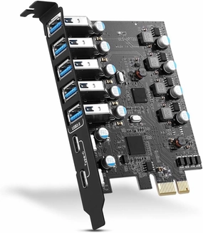 PCI-E to USB 3.0 7-Port(2X USB-C - 5X Type-A) Expansion Card,PCI Express USB Add in Card, Internal USB3 Hub Converter for Desktop PC Adapter Support Windows 10/8/7/XP and MAC OS 10.8.2 Above