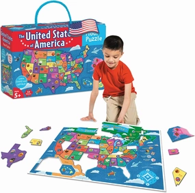 Peaceable Kingdom United States Floor Puzzle for Kids - USA States & Capitals Map for Ages 5 , Preschool Toy for Boys & Girls