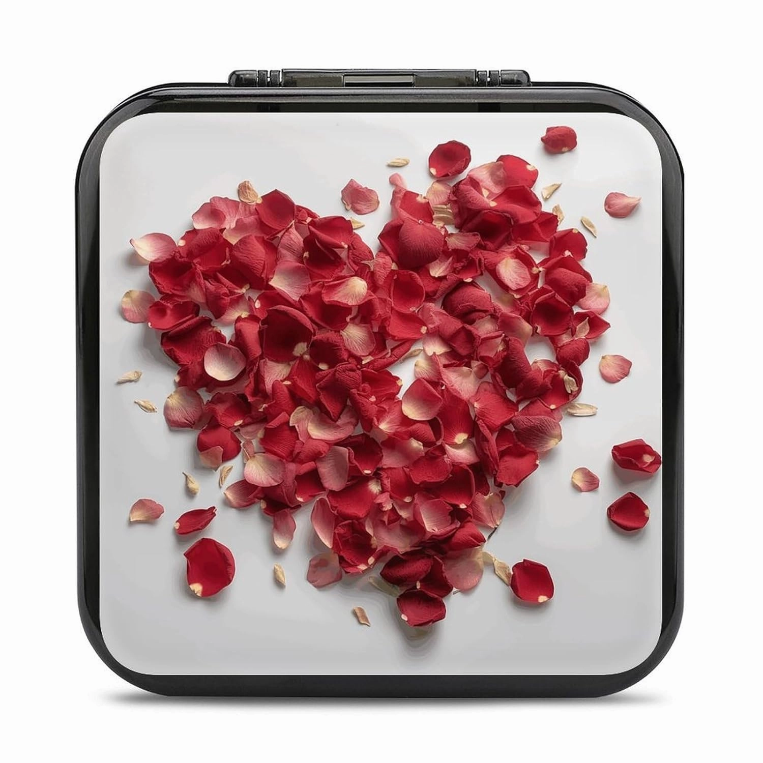 Petals Form Heart Shape Switch Game Case Switch Game Holder Cartridge Case Storage 24 Games & 2 Micro Sd Card Slots, Travel Carry Cases, Portable Games Card Storage, Hard Shell, Buckle Closure
