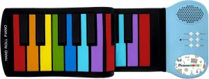PicassoTiles® PT49 Kid's 49-Key Flexible Roll-Up Educational Electronic Digital Music Piano Keyboard w/Recording Feature, 8 Different Tones, 6 Educational Demo Songs & Build-in Speaker - Rainbow