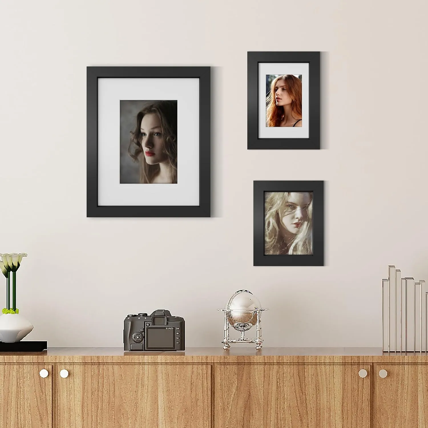 Picrit 8x10 Picture Frame Set of 12, Display 5x7 with Mat or 8x10 Without Mat, Photo Frames for Wall Mounting or Table Top Display, Black.
