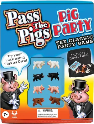 Pig Party Edition by Winning Moves Games USA, Try Your Luck Using Pigs as Dice, Up to 4 Players Can Now All Play Pass The Pigs at The Same Time, Ages 7  (1149)