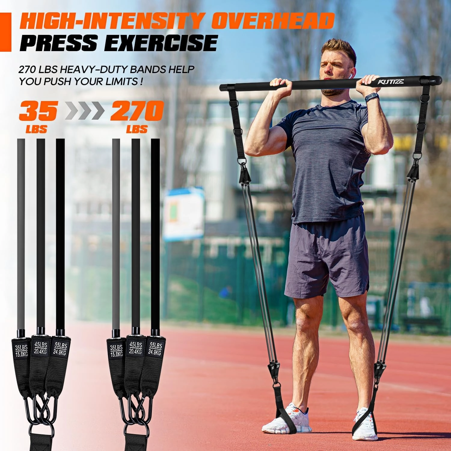 Pilates Bar Kit with Resistance Bands, Heavy Duty Pilates Equipment for Men, Strength Training Bar for Legs, Hip, Waist Back, Arm, Abs, Chest, Shoulders, Portable Home Gym Full Body Workout Equipment