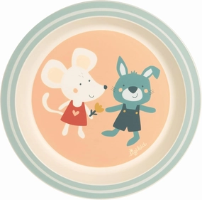 Plate Rabbit & Mouse rPET "4 Friends" Apricot, One Size