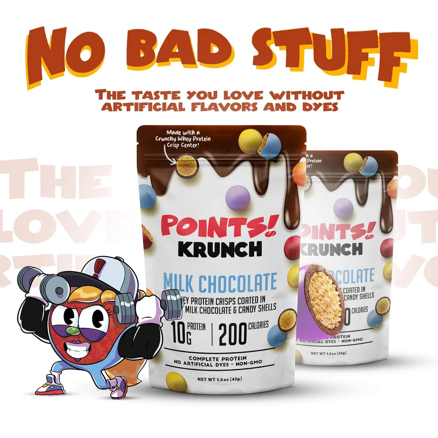 POINTS! KRUNCH Milk Chocolate High Protein Snack With Whey Protein, Candy Shell High Protein Snacks For Adults & Kids, Healthy Protein Candy, No Artificial Additives