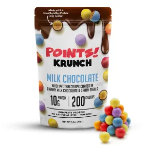 POINTS! KRUNCH Milk Chocolate High Protein Snack With Whey Protein, Candy Shell High Protein Snacks For Adults & Kids, Healthy Protein Candy, No Artificial Additives