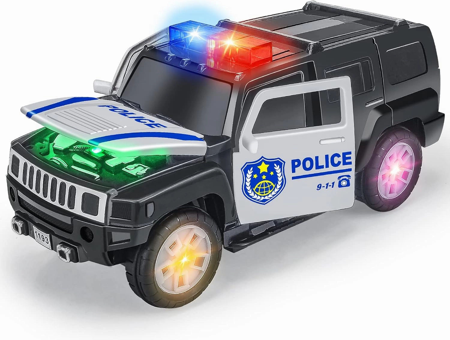 Police Car Toys for Kids Boys 3-5 4-6 Christmas Birthday Gifts, Light Up Toy Cars for Kids Toddlers 1-3 4-7 Sensory Early Educational- Realistic Police Truck Toys with Led Lights & Siren Sounds