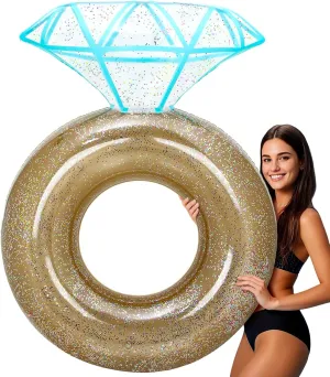 Pool Floats, Inflatable Diamond Ring Pool Float for Bachelorette Party, Engagement Ring Floatie for Beach Party & Tubes Pool Toys Float for Adults