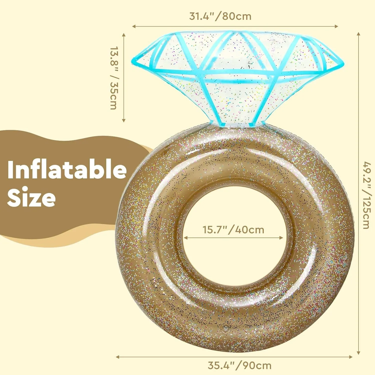 Pool Floats, Inflatable Diamond Ring Pool Float for Bachelorette Party, Engagement Ring Floatie for Beach Party & Tubes Pool Toys Float for Adults